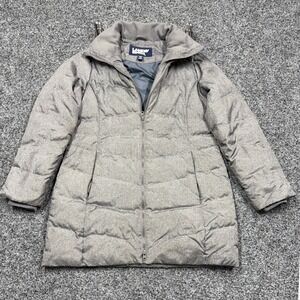 Lands End Puffer Jacket Womens S 6-8 Gray Down Coat Quilted Winter Parka Warm